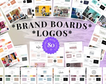 Modelli Canva per bacheche di branding, logo fai da te, bacheche di marchi aziendali, pacchetto di progettazione del marchio, modello Canva, mood board, kit di branding