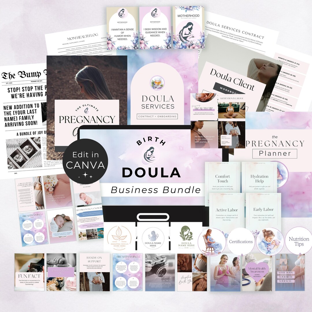 Birth Doula Bundle, Canva Templates, Doula Contract, Onboarding Guide ...