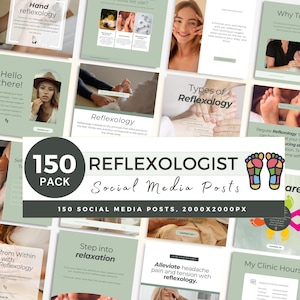 Reflexology Social Media Posts, Ready-made Reflexologist Canva Templates, Social Media Content for Reflexologist, Wellness Posts, RFLGRN