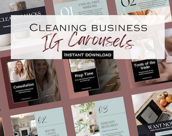 Cleaning Business Instagram Carousels | Professional Cleaner Social Media  | Cleaning Service Canva Templates | Home Cleaning Posts