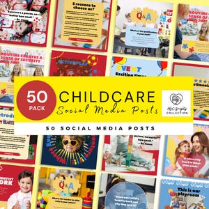 Childcare Social Media Posts, Daycare Canva Templates,  Early Learning Content,  Preschool Marketing, Daycare Business, Editable