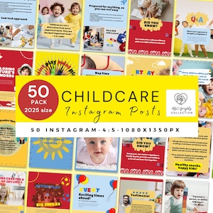 Childcare Instagram Posts, 2025 size, Social Media for Daycare Business, Canva Preschool Content, Kindy Marketing, Editable IG Templates