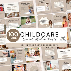 Childcare Social Media Posts, Aesthetic Editable Canva Templates, Daycare and Preschool Business Marketing