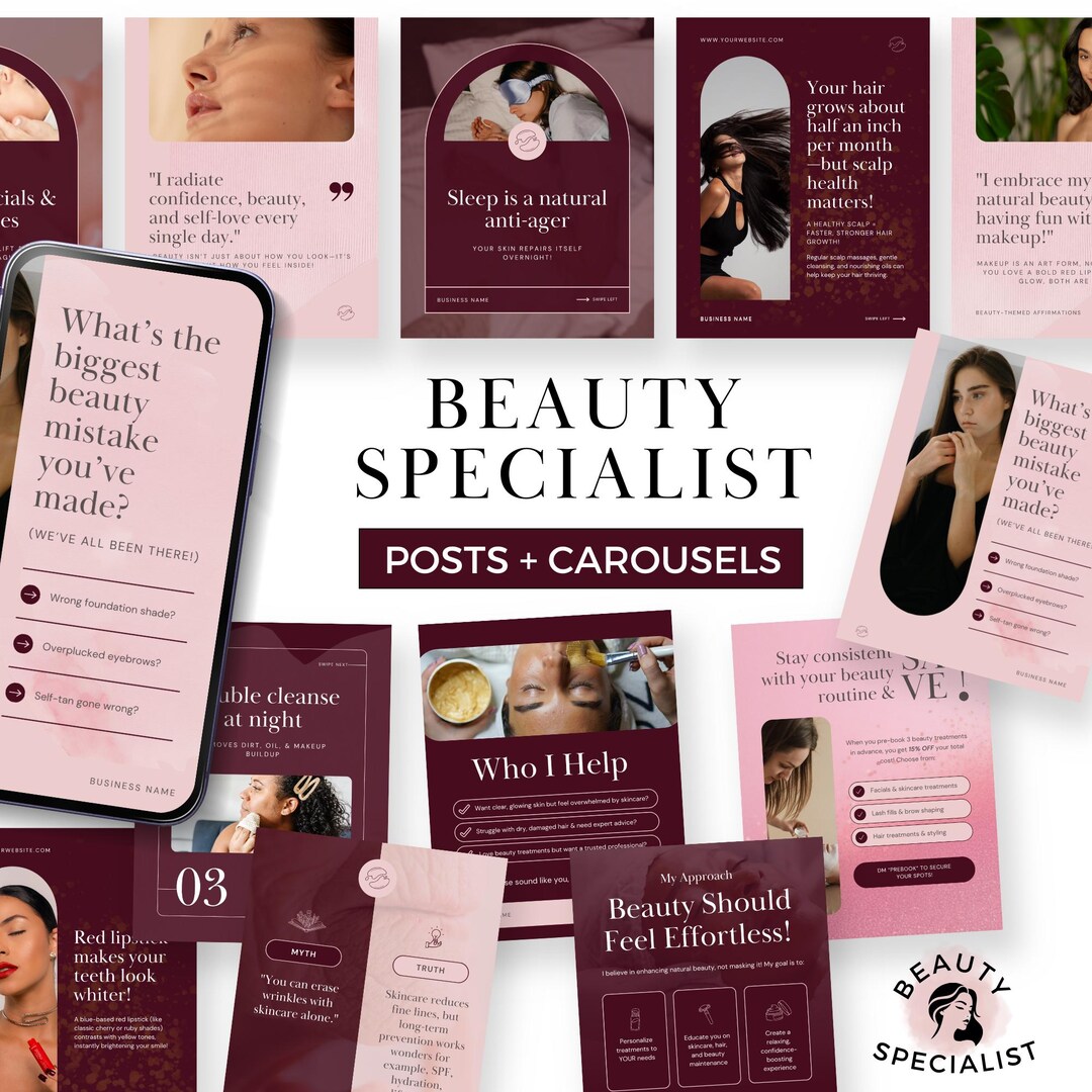 Beauty Social Media, Instagram Carousel Posts for Beauty Salon ...