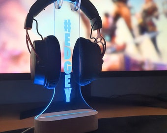 Kinder Personalisierter Kopfhörerständer, Gamer Geschenk, 3D Nachtlicht, Videospielliebhaber Benutzerdefinierte Gamertag Lichtschild Benutzerdefinierter Streamer-Headsethalter