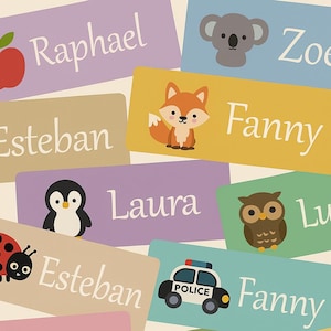 Adesivi personalizzati con nome - Adesivi per bambini con simpatici animali - Decorazioni per quaderni, zaini, astucci, scrapbooking, regalo unico