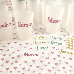 Sticker, Autocollant en Vinyle,Décalcomanie,Lettrage Calligraphie,Étiquette Personnalisée,Stickers pailleté pour Verre,Marque Place Mariage