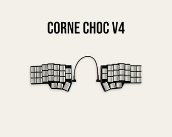 Klaar voor gebruik: Corne Choc v4 - Volledig geassembleerd, gesplitst ergonomisch toetsenbord met RGB LED-achtergrondverlichting, toetsdoppen en Kailh Choc-schakelaars (crkbd)