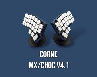 Clavier séparé câblé Corne v4.1 MX ou Choc avec kit tente-inclinaison, rétroéclairage LED RVB, boîtier imprimé en 3D, interrupteurs à clé et capuchons de touche