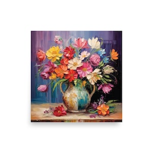 Ramo de flores en un jarrón arte impresión - 10x10, 12x12, 14x14, 16x16 y 18x18 cartel