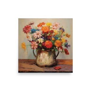 Impresión de arte de pintura de ramo de flores silvestres - 10x10, 12x12, 14x14, 16x16 y 18x18 Póster