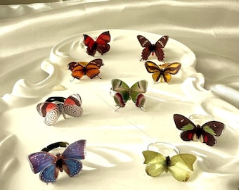 Handmade Adjustable Butterfly Ring, Colorful Butterfly Fingertip Ring for Adults , Kid‘s ring，Nature Inspired Cute Whimsical Jewelry Gift