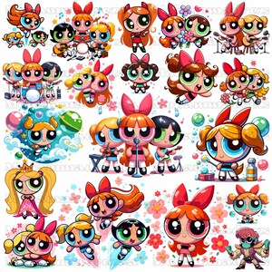 The Powerpuff Girl PNG Bundle, The Powerpuff Girl Music Band Png, The Powerpuff Girl Floral Png, Kid Gift Png for Shirt,Kid Gift for Sticker