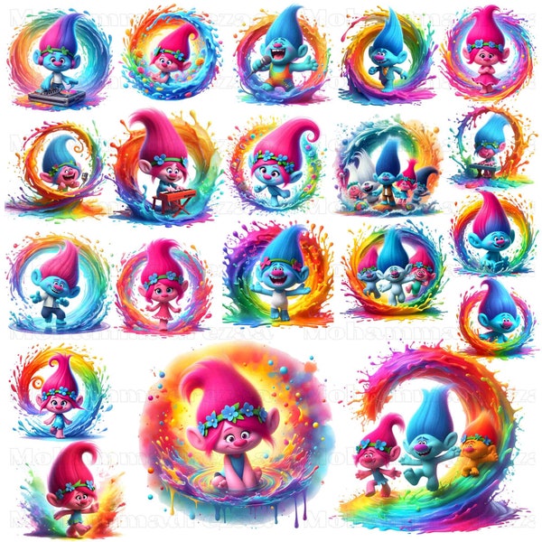 Trolls Band Together Splash and Watercolor PNG High-quality, Trolls Band Watercolor Png, Poppy Trolls Splash And Watercolor Png