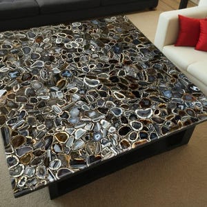 Wild Agate Square Table Top, Agate Sofa Center Table, Stone Coffee Table, Agate Dine Table, Agate Table Top Handmade Home Décor Interior Art