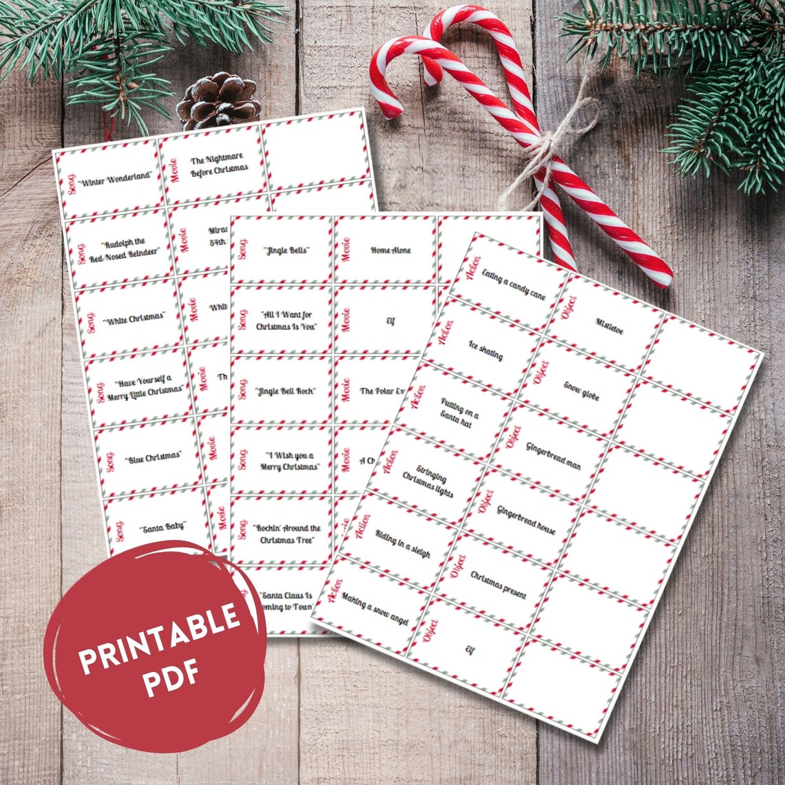 Christmas Charades Game, Printable Holiday Party Activity (100+ Cards ...