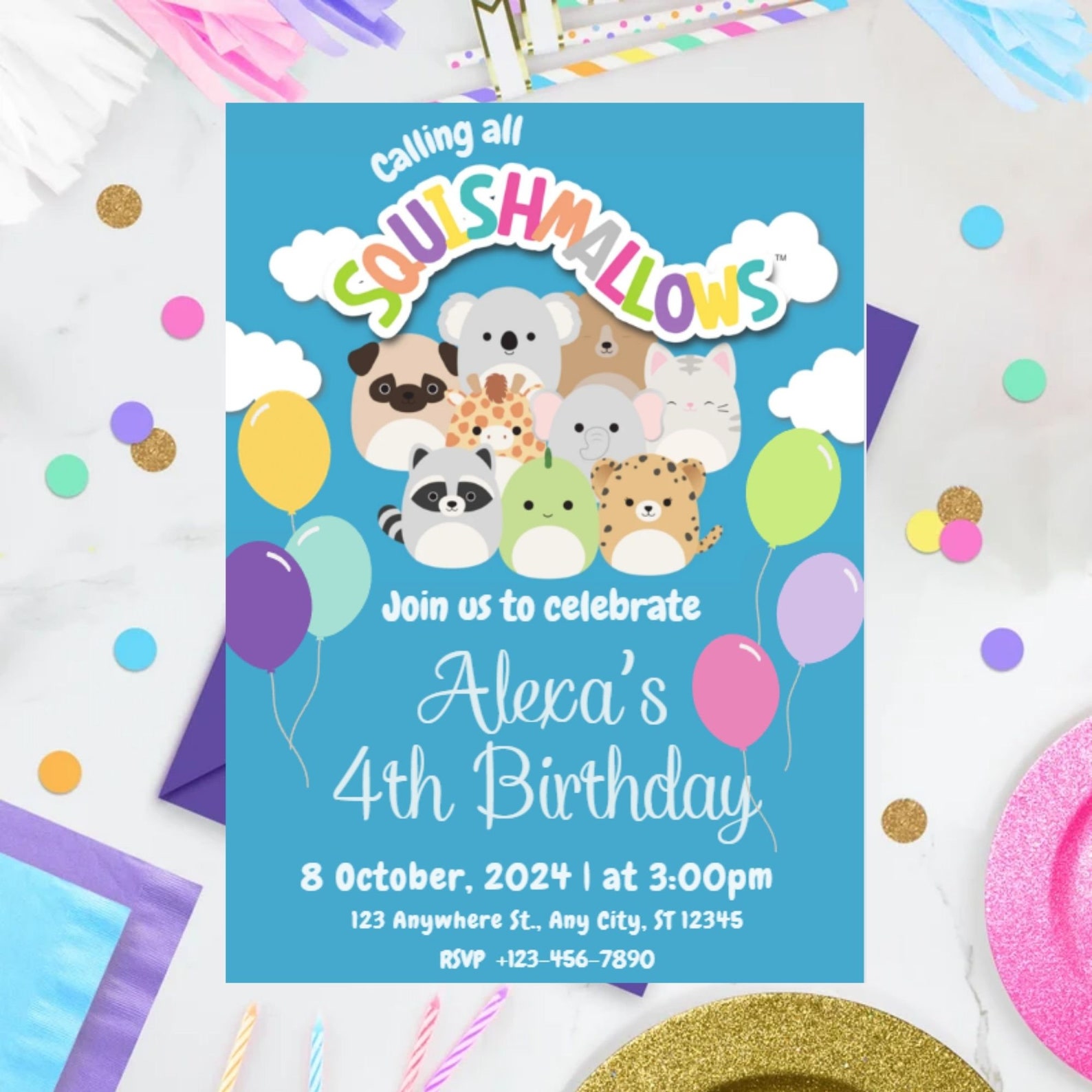 Squishmallows Birthday Invitation Editable Template Customizable ...