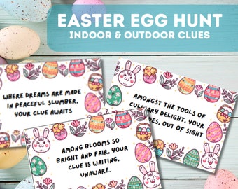 Easter Scavenger Hunt Clue Cards, Kids Easter Game (Digital Download)
