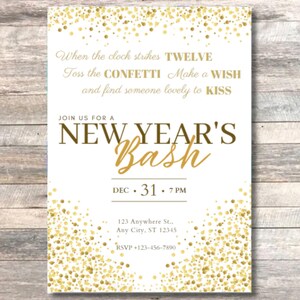 Digitale Silvesterpartyeinladung, druckbare Einladung, Frohes neues Jahr 2025, Neujahrsparty einladen, Silvester lädt ein, bearbeitbar