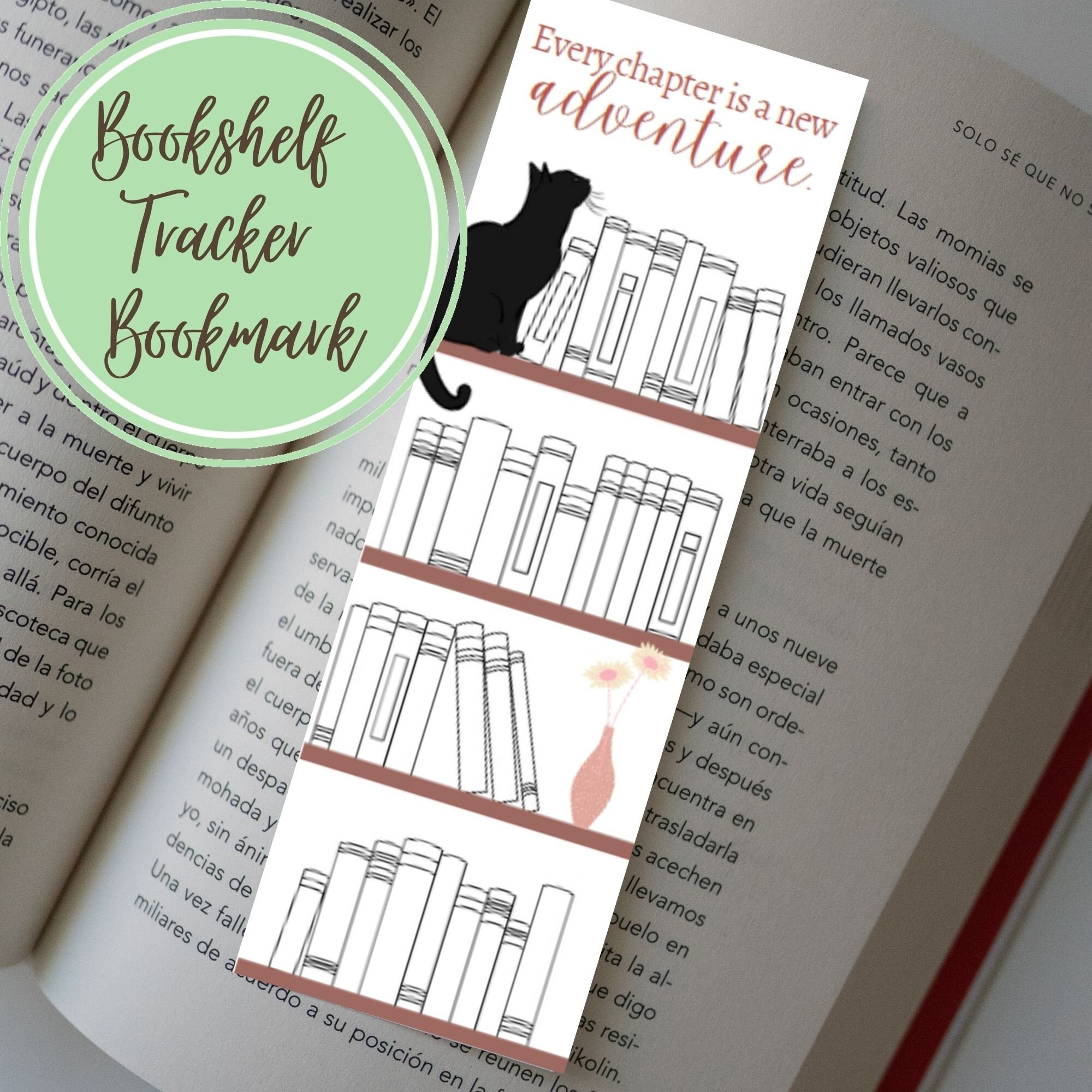 Bookshelf Reading Tracker Bookmark, Book Lover Gift (digital Download ...