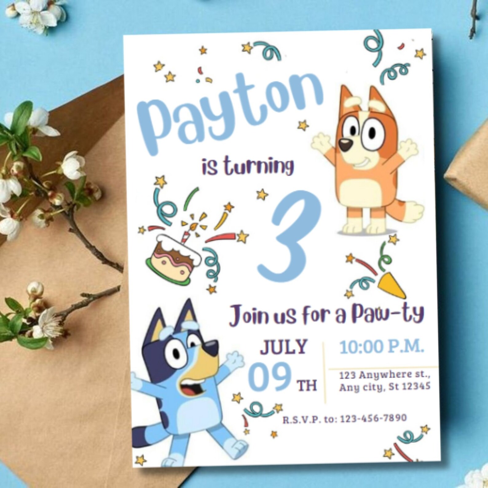 Bluey Birthday Invitation, Party Invite Template, Editable CANVA ...