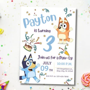 EDITABLE Bluey invitation, Bluey Birthday Invitation, Party Invite Template, Instant Download, Printable, CANVA, Bingo, Birthday Invite