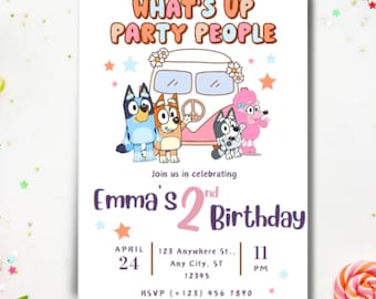 EDITABLE Bluey invitation, Bluey Birthday Invitation, Party Invite Template, Instant Download, Printable, CANVA, Bingo, Birthday Invite