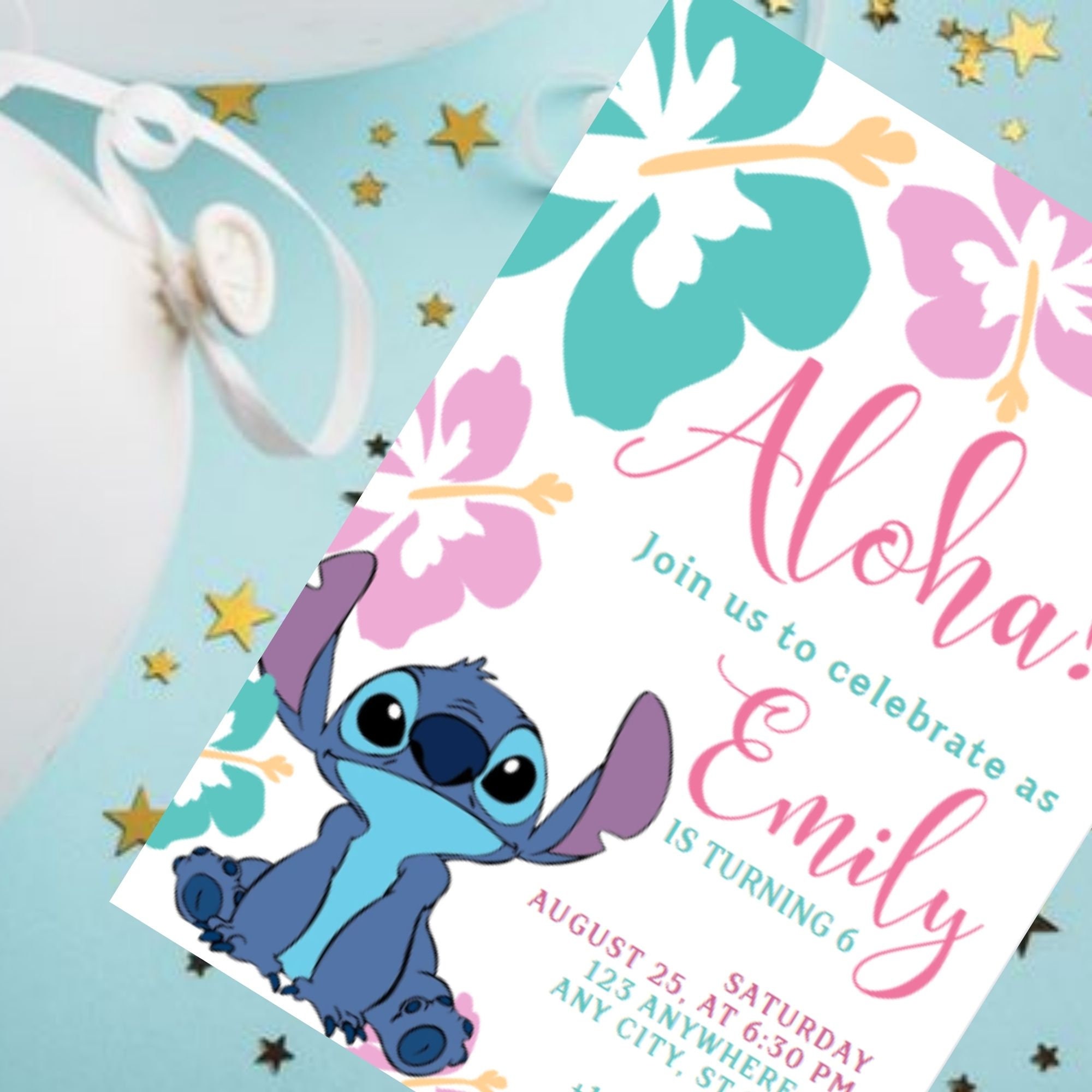 Stitch Birthday Invitation Template Full Customizable on Canva Stitch Birthday Invitation Template Full Customizable on Canva
