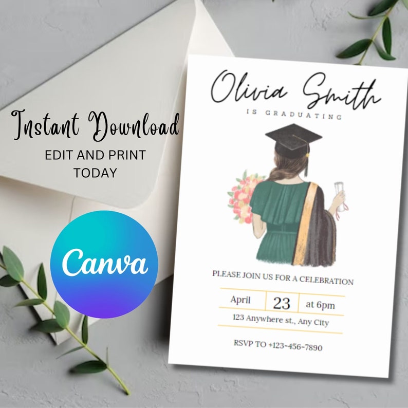 Graduation Party Invitation Template, Editable, Customizable, Print or ...