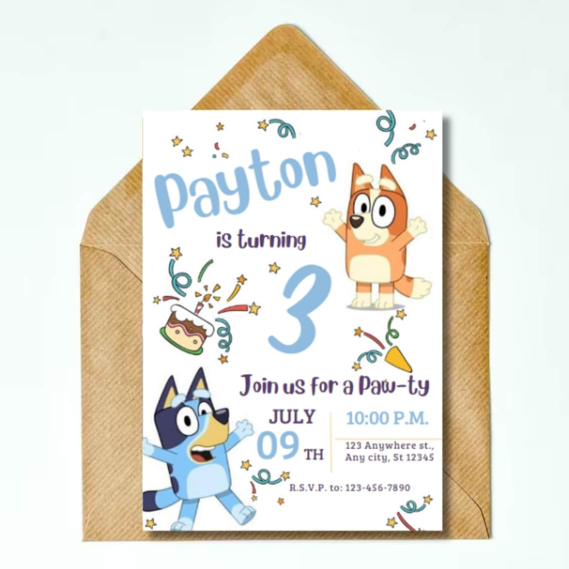 EDITABLE Bluey Invitation, Bluey Birthday Invitation, Party Invite