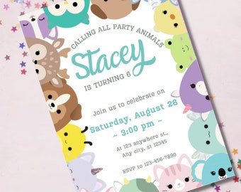 Squishmallow Birthday Invitation, Squishy Invitation, Customizable Squishmallows Birthday Party Invitation, Squishmallow Party, Printable
