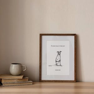 Impresión de tarjeta de San Valentín con un whippet: "Incluso caminaría bajo la lluvia contigo" - Descarga digital