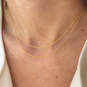 Silver Layered Chain Necklace, Minimalist Layered Necklace, Two Layer Dainty Necklace, Double Chain Necklace, Layered Jewelry, Gift for Her