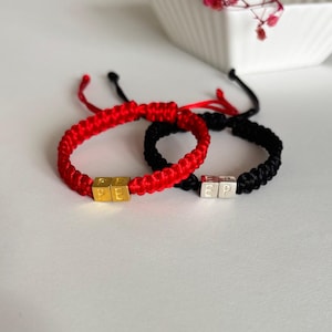Pulsera con inicial personalizada, pulsera con letras de plata, pulsera personalizada, pulsera de la amistad, pulseras de pareja, regalo personalizado, para ella y para él