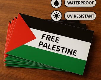 Adesivi gratuiti per la Palestina - 55 x 85 mm - Adesivi gratuiti per esterni per la Palestina - Resistenti ai raggi UV e impermeabili