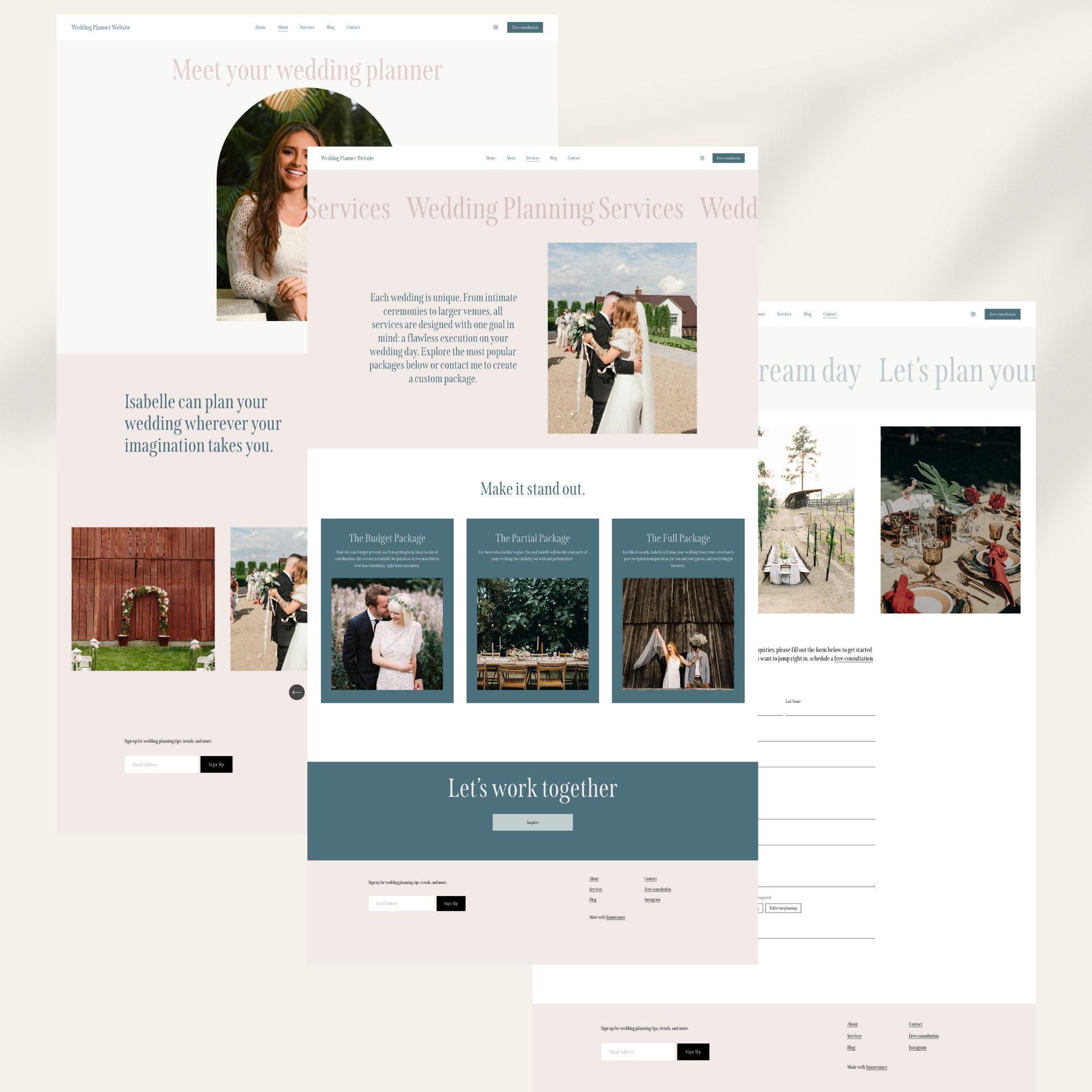 Editable Squarespace Template for Wedding &amp; Event Planning Website ...
