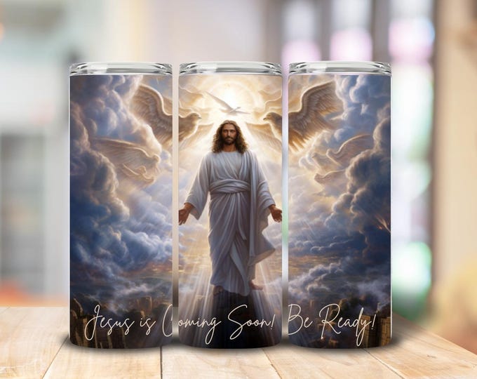 Religious Inspirational Tumbler Faith Based Stainless Steel Drinkware for Christian Gift 20oz Travel Mug Bible Verse Jesus Return
