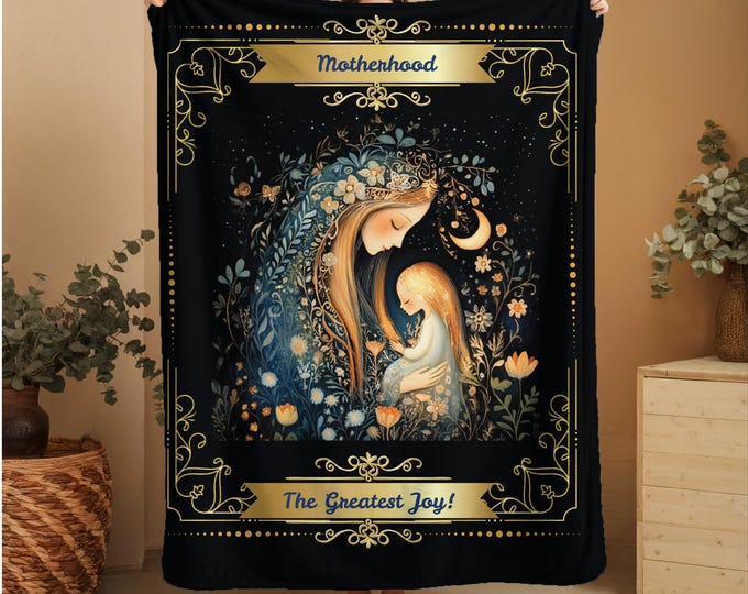 Cozy Sherpa Fleece Blanket for Moms, Embracing Motherhood with Heartwarming Design, Perfect Gift for Baby Showers, New Moms, and Cozy Nights