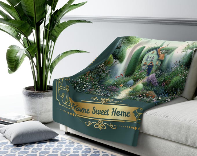 Personalized Sherpa Fleece Blanket - Cozy Home Sweet Home Throw, Custom Gift for Housewarming, Birthday, or Family Celebration