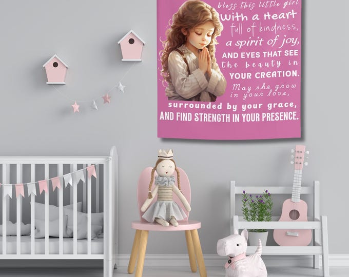 Christian Wall Tapestry Wall Hanging Prayer Decoration Girl Room Decor Art Child Bedroom Faith Display Spiritual Gift Girl Nursery Wall Art