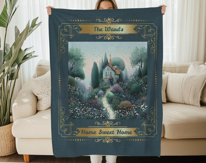 Home Sweet Home Minky Blanket, Cozy Throw, Decorative Blanket, Gift for Home, Nursery Decor, Family Gathering - Personalized Fleece Blanket,