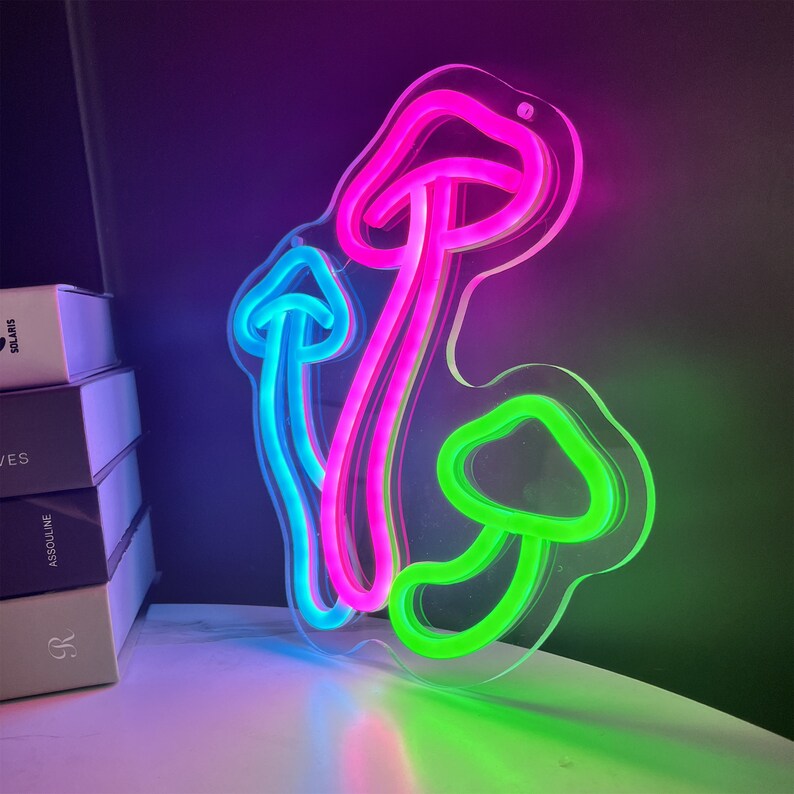 Mushroom Neon Sign for Wall Party Neon Light, Pink LED Neon