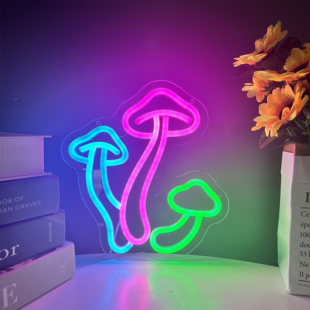 Mushroom Neon Sign for Wall Party Neon Light, Pink LED Neon