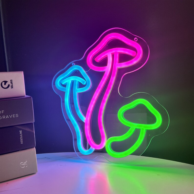 Mushroom Neon Sign for Wall Party Neon Light, Pink LED Neon