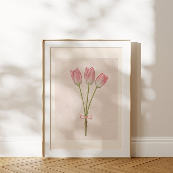 Coquette Tulip Room Decor | Trendy Pink Girly Y2k Cute Aesthetic Print, Poster, Gallery Wall Art | Digital Instant Download