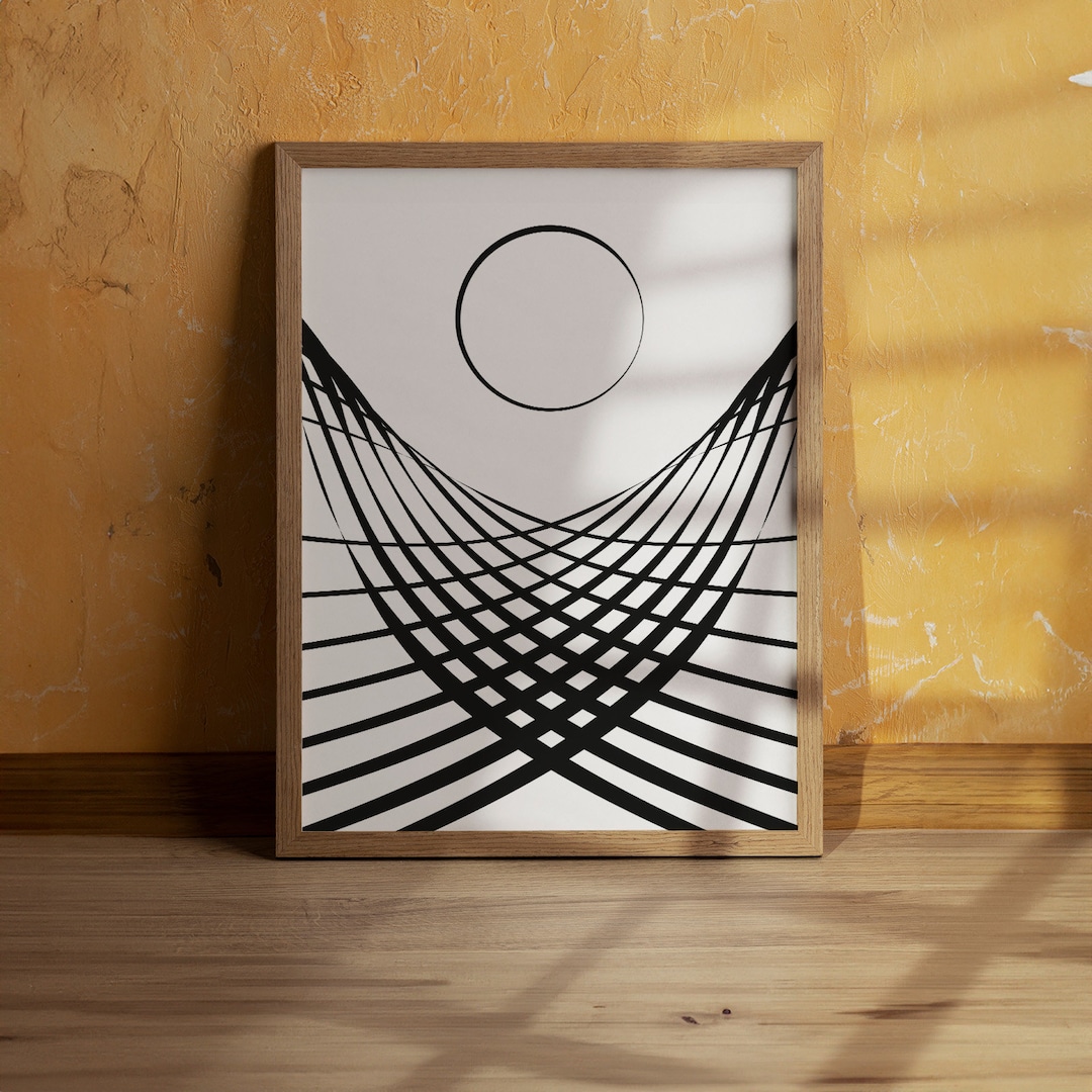 Sun Moon Art Black Lines Wall Art Abstract Black Lines Art Etsy