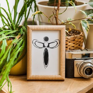 Angel Wings Art, Abstract Wall Art, Black Lines Art, Angel Digital Art, Abstract Canvas Art, Angel Print, Wall Art for Living Rooms