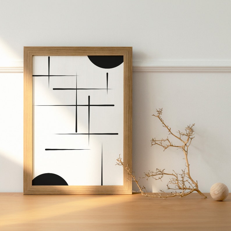 Black Lines Wall Art, Abstract Black Lines Art, Minimalist Art, Black