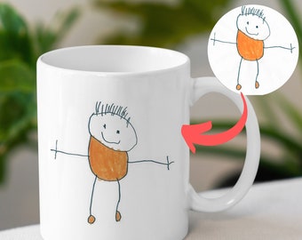 Tasse à dessin pour enfants, tasse personnalisée, motif de dessin pour enfants personnalisé, cadeau pour père, cadeau d'anniversaire, fête des pères