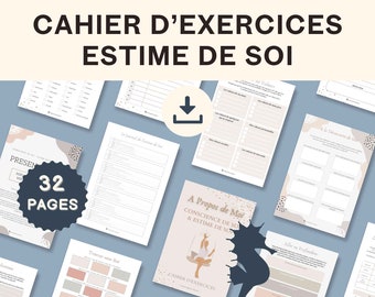 Cahier Exercices Conscience de Soi & Estime de Soi Confiance en Soi Thérapie et Feuilles de travail sur l'Estime de Soi Auto Régulation TCC